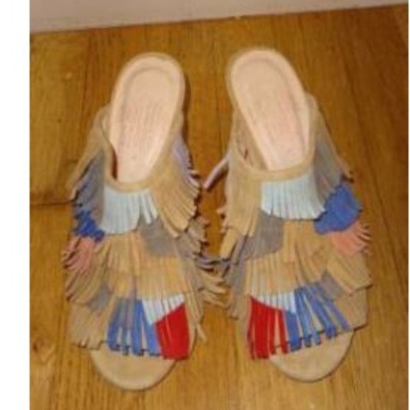 CHARLOTTE STONE Morley Suede Fringe Sandals Shoes - Picture 10 of 12
